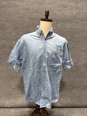 Vintage O’Reef Men’s Denim Shirt Sailfish Marlin Embroidered Button Down XL